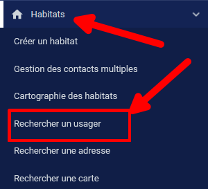 Menu gestion des habitats